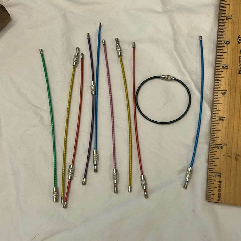 Steel luggage tag cords set of 10 assorted colors